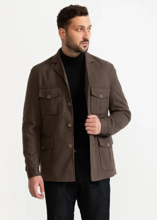 The Safari Wool Jacket Chambray Brown<De IONESCU Hot
