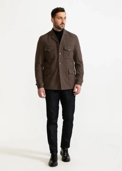 The Safari Wool Jacket Chambray Brown<De IONESCU Hot