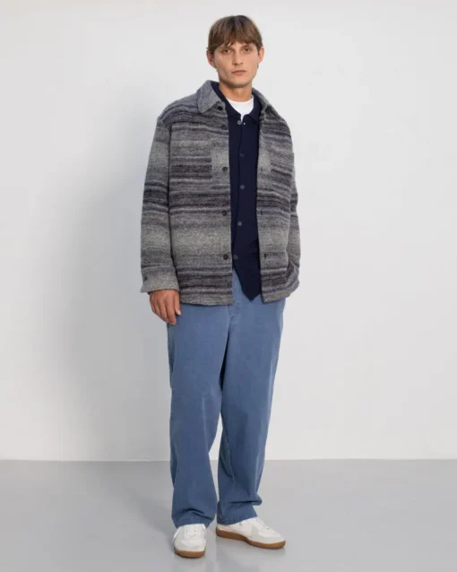 Thick Overshirt Wool-Blend Grey Stripe<Rotholz Cheap