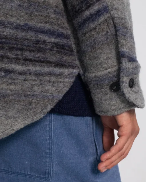 Thick Overshirt Wool-Blend Grey Stripe<Rotholz Cheap