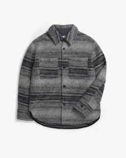 Thick Overshirt Wool-Blend Grey Stripe<Rotholz Cheap
