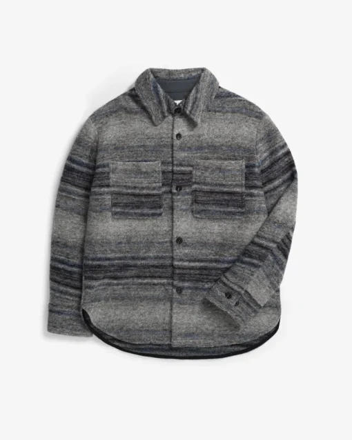 Thick Overshirt Wool-Blend Grey Stripe<Rotholz Cheap