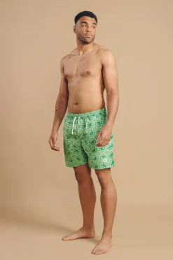 Tiles Swim Shorts Aqua Green<Trendsplant Cheap