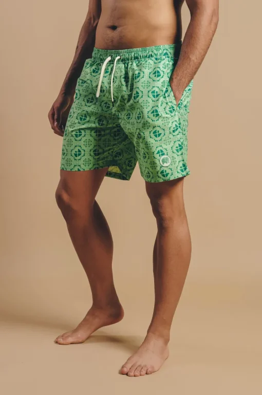 Tiles Swim Shorts Aqua Green<Trendsplant Cheap