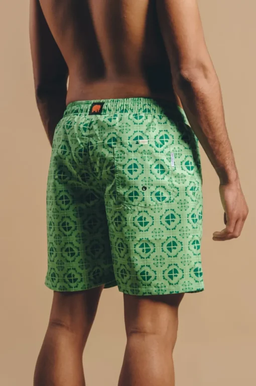Tiles Swim Shorts Aqua Green<Trendsplant Cheap