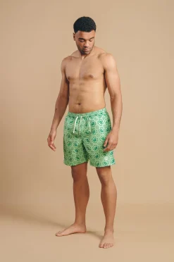 Tiles Swim Shorts Aqua Green<Trendsplant Cheap