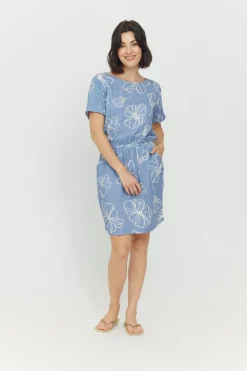Valera Kuvioitu Mekko Sininen<Mazine Sale
