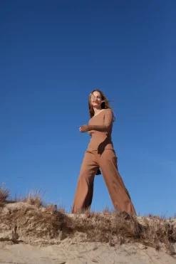 Vera Ribbed Pants Caramel<Salanida Best Sale