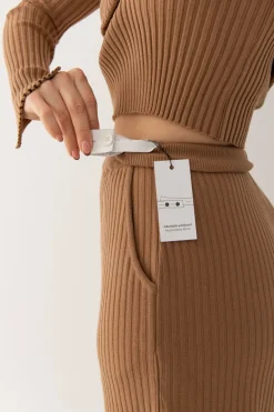 Vera Ribbed Pants Caramel<Salanida Best Sale