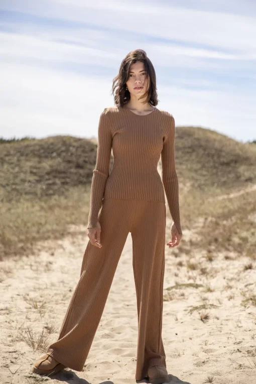 Vera Ribbed Pants Caramel<Salanida Best Sale