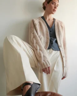 Vilnel臈 Merinovilla Neuletakki Beige<THE KNOTTY ONES Cheap