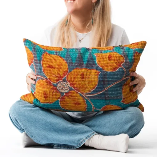 Vintage Kantha Pillowcase Star Flower-1<Nest Factory Store