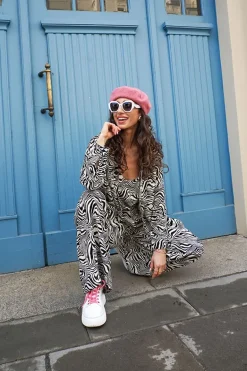 Viskoosi Printtitoppi Musta-Valkoinen<ANGELL Fashion
