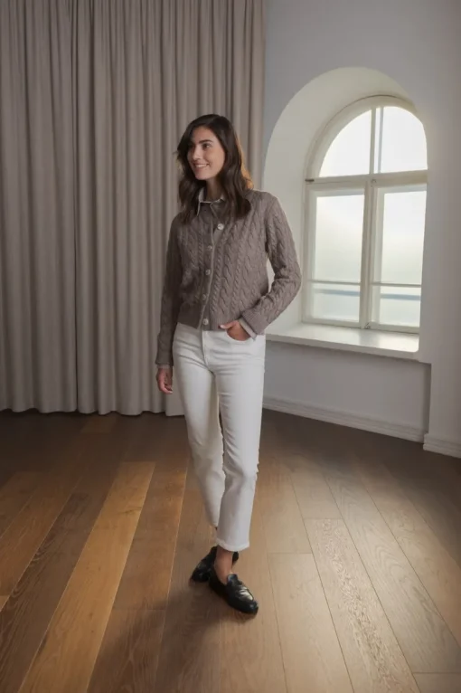 Vivianna Villa-Kashmir Palmikkoneuletakki Nougat<Original Story Flash Sale