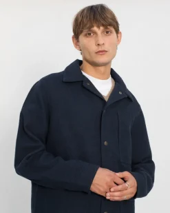 Waffle Field Shirt Navy<Rotholz New