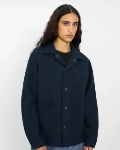 Waffle Field Unisex Shirt Navy<Rotholz Cheap