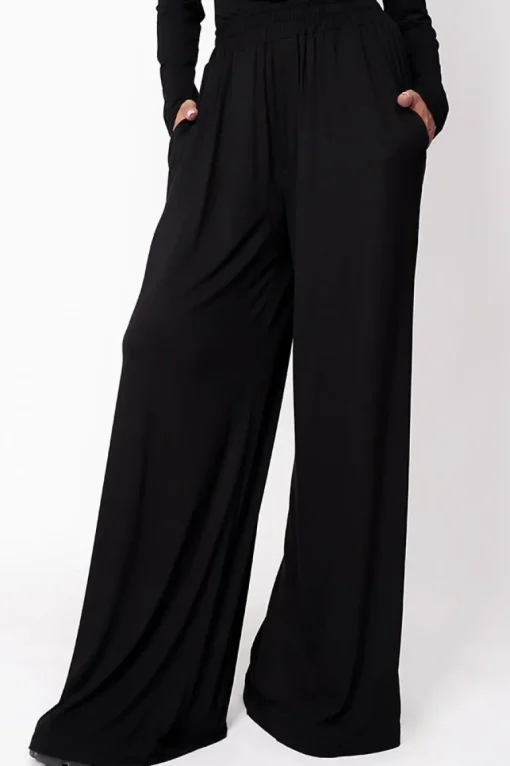 Wide Bamboo Trousers Black<ANGELL Cheap
