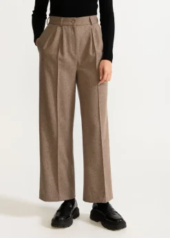 Women's Figa Herringbone Wool Bootcut Pants Mochaccino<De IONESCU Best Sale
