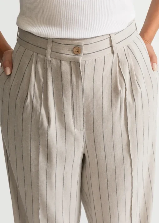 Women's Figa Linen Trousers Beige Stripes<De IONESCU Discount