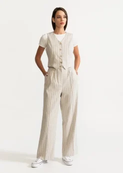 Women's Figa Linen Trousers Beige Stripes<De IONESCU Discount
