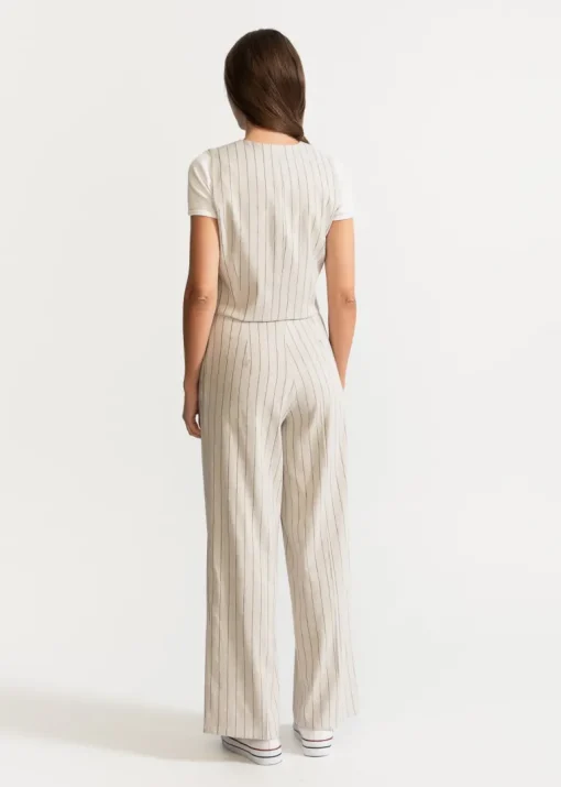 Women's Figa Linen Trousers Beige Stripes<De IONESCU Discount