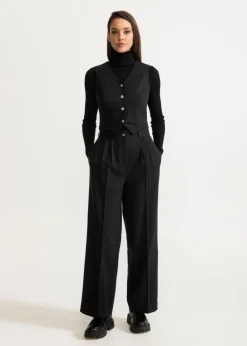 Women's Figa Wool Herringbone Wool Bootcut Pants Black<De IONESCU Hot