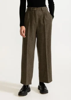 Women's Figa Wool Herringbone Wool Bootcut Pants Green<De IONESCU Outlet