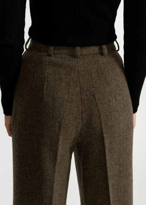 Women's Figa Wool Herringbone Wool Bootcut Pants Green<De IONESCU Outlet