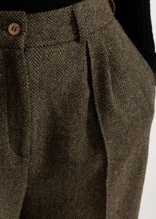 Women's Figa Wool Herringbone Wool Bootcut Pants Green<De IONESCU Outlet