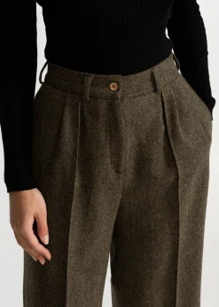 Women's Figa Wool Herringbone Wool Bootcut Pants Green<De IONESCU Outlet