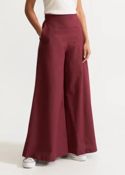 Women's Palazzo Cotton Pants Burgundy<De IONESCU Fashion