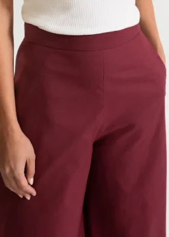 Women's Palazzo Cotton Pants Burgundy<De IONESCU Fashion