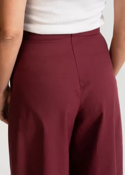 Women's Palazzo Cotton Pants Burgundy<De IONESCU Fashion