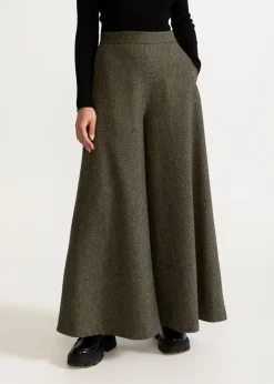 Women's Palazzo Wool Pants Green<De IONESCU Outlet