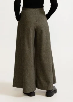 Women's Palazzo Wool Pants Green<De IONESCU Outlet