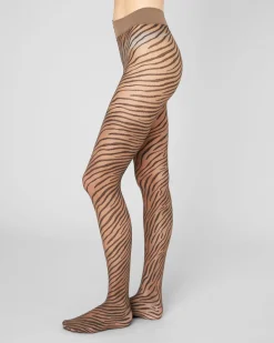 Zadie Zebra Tights Dark Amber<Swedish Stockings Outlet