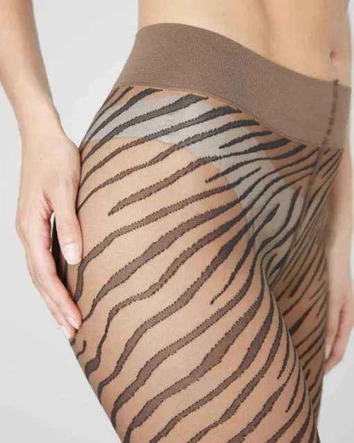 Zadie Zebra Tights Dark Amber<Swedish Stockings Outlet