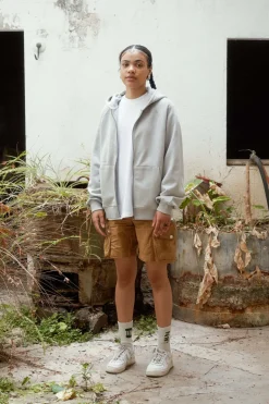 Zipper Essential Hoodie Grey<NWHR Clothing Clearance