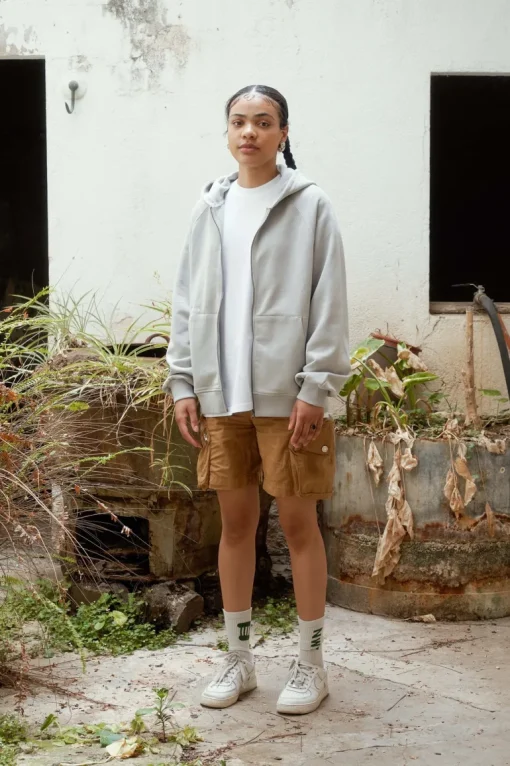 Zipper Essential Hoodie Grey<NWHR Clothing Clearance