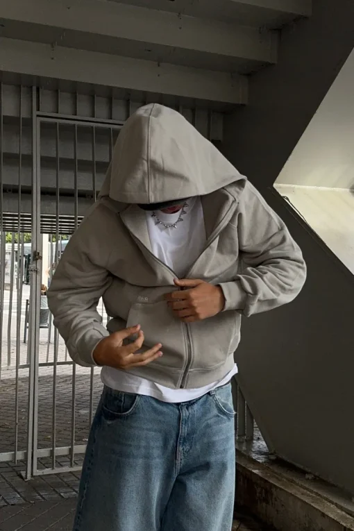 Zipper Essential Hoodie Grey<NWHR Clothing Clearance