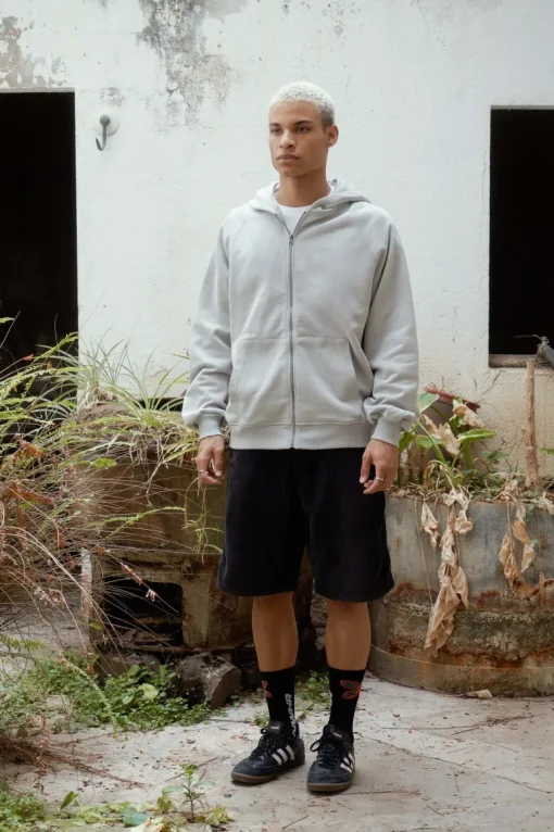 Zipper Essential Hoodie Grey<NWHR Clothing Clearance